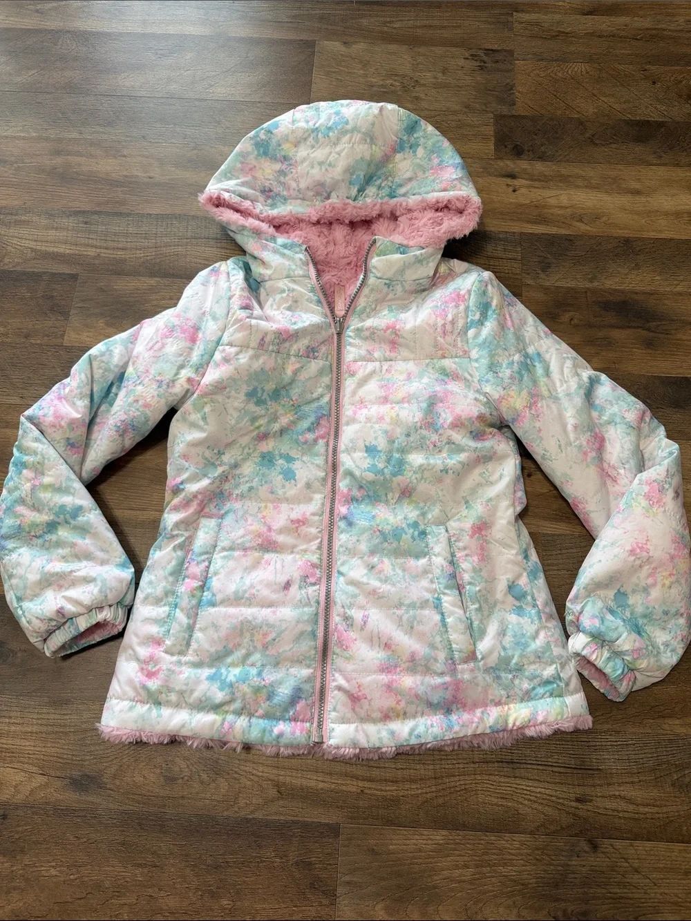 London Fog reversible puffer/sherpa coat